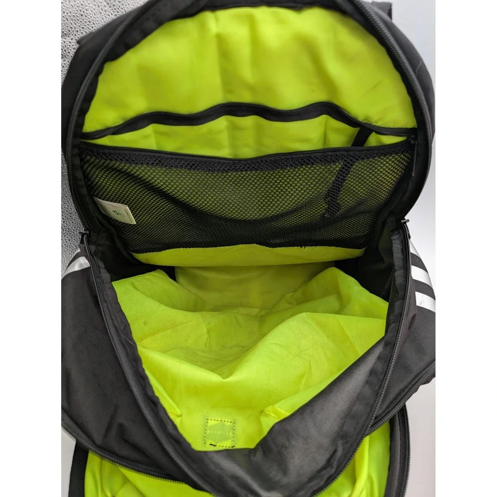 Adidas Navy Blue Black Backpack with Shoe Compartment Neon Yellow Interior